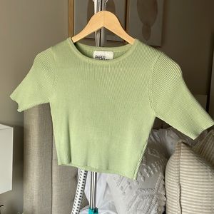 Sage Ribbed Crop Knit